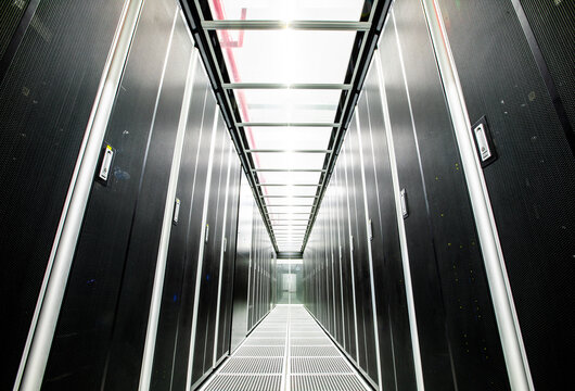 Server Room Corridor in Modern Data Center