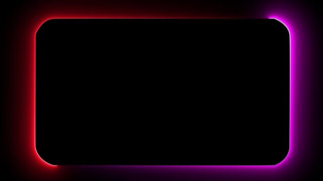 Abstract glowing neon rounded rectangle frame with vibrant cyan and blue outer glow animation. Seamless loop movement.