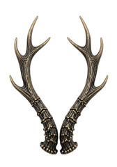 Fototapeta premium Pair of detailed brown deer antlers isolated on a simple plain surface for wildlife design