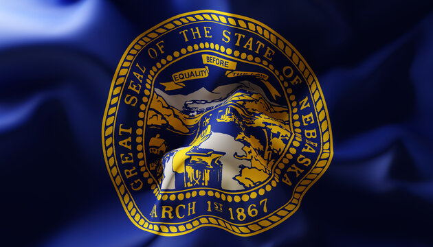 Flag of Nebraska. U.S. state. Close-Up
