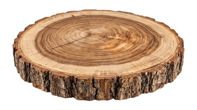 Wood slice used for decoration or craft work showing natural patterns and textures from tree rings
