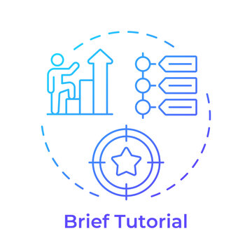 Brief tutorial blue gradient concept icon. Short instructional lesson type. Microlearning content format. Round shape line illustration. Abstract idea. Graphic design. Easy to use in booklet