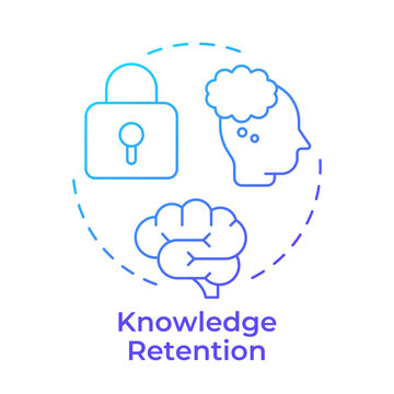 Knowledge retention blue gradient concept icon. Ability to remember and recall. Microlearning benefit. Round shape line illustration. Abstract idea. Graphic design. Easy to use in booklet