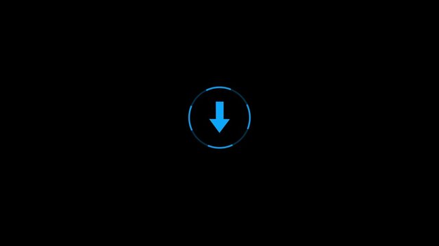 Digital downloading animation interface progress bar seamless loop. Abstract downloading 0 to 100% icon animation background