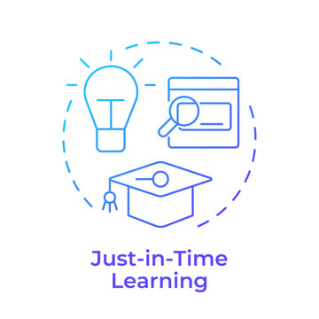 Just-in-time learning blue gradient concept icon. Quick access to information. Microlearning benefit. Round shape line illustration. Abstract idea. Graphic design. Easy to use in booklet