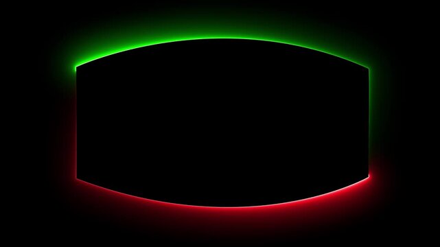 Abstract neon badge frame with rounded curved edges. outer glow animation. seamless loop movement
