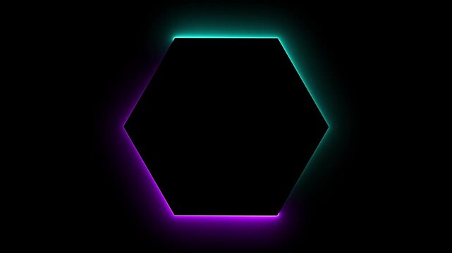 Neon hexagon frame with vibrant red and orange outer glow animation. Seamless loop movement.