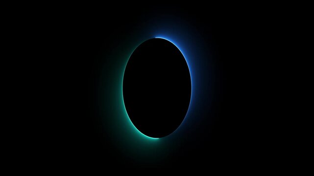 Glowing neon oval frame on black background with gradient light with outer glow effect. Loop Animation