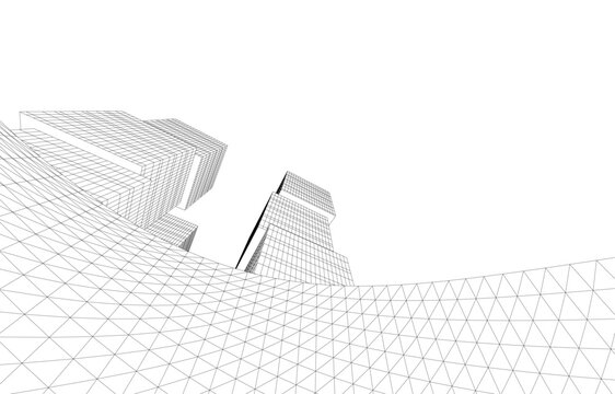 abstract buildings, architectural drawing 3d
