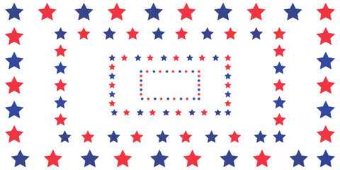 Fototapeta premium American patriotic stars horizontal frame . American patriotic border frame for cards and invitations . Vector illustration