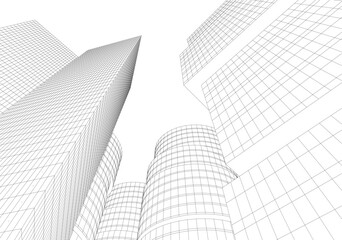 Fototapeta premium abstract buildings, architectural drawing 3d