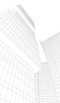 abstract buildings, architectural drawing 3d
