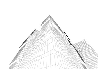 Fototapeta premium abstract buildings, architectural drawing 3d