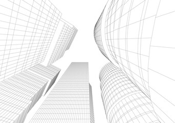 Fototapeta premium abstract buildings, architectural drawing 3d