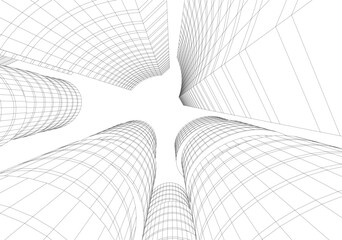 Naklejka premium abstract buildings, architectural drawing 3d