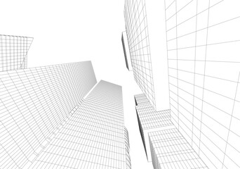 Fototapeta premium abstract buildings, architectural drawing 3d