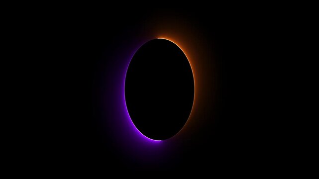 Glowing neon oval frame on black background with gradient light with outer glow effect. Loop Animation