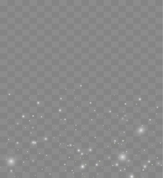 Magical silver stardust and sparkling glitter confetti on transparent background, luxury light effect with warm bokeh and glowing rays, elegant celebration illustration vector and png.