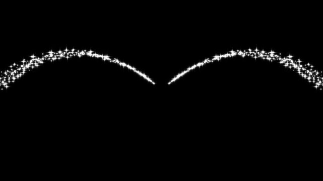 Glowing glitter trail animation, pixie dust path, twinkling magic dust, 2d glitter star sparkle animation, magic line dust,  smooth chroma style effect on black background. 4k seamless loop animation