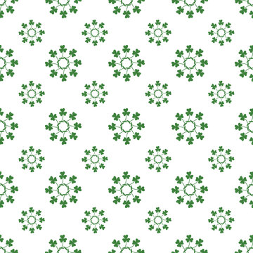 Green Clover Pattern on White Background for Nature and St. Patrick's Day