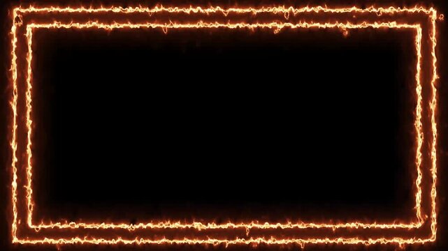 Fiery Orange Rectangle Border on Black Background fire