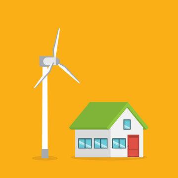 Eco Friendly Smart Home with Wind Turbine Renewable Energy