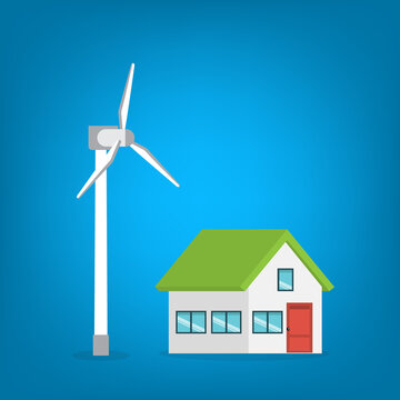 Eco Friendly Smart Home with Wind Turbine Renewable Energy