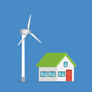 Eco Friendly Smart Home with Wind Turbine Renewable Energy