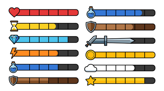 Colorful game icons with various symbols displayed