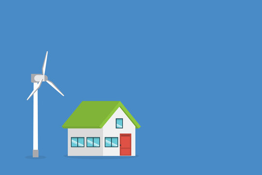 Eco Friendly Smart Home with Wind Turbine Renewable Energy