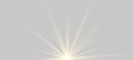 Beautiful morning sunlight rays with isolated lens flare effect, radiant sunburst for outdoor landscape mockup or summer sale poster layout, premium design resource vector and png.
