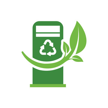 Eco-Friendly Recycling Bin with Leaf Symbol for Environmental Awareness