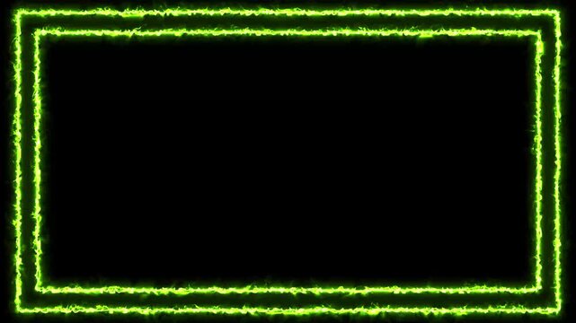 Neon Green Rectangle Border on Black Background glowing