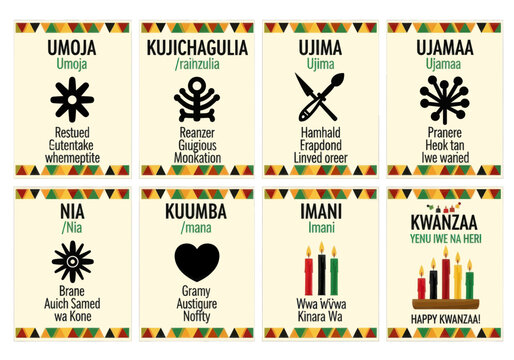 Kwanzaa principles educational cards set