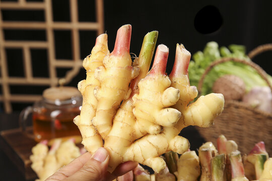 Fresh Ginger Root from Luoping Yunnan China - Organic Asian Cooking Ingredient with Colorful Stems