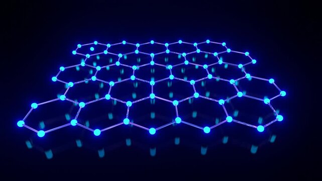 10 seconds seamless looping hexagonal grid reflective surface black background animation screensaver visualizer hd video