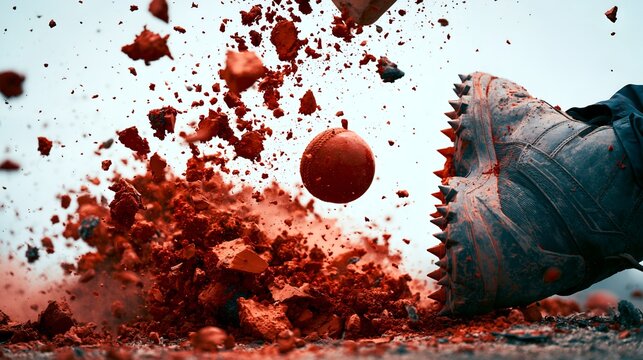 Red dust explodes against a pale sky. 64k 8k widescreen, HDR
