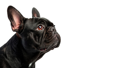 Cute french bulldog head close up profile portrait isolated on transparent background © Olga
