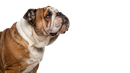 Cute english bulldog head close up profile portrait isolated on transparent background © Olga