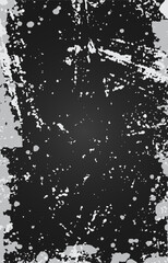 Obraz premium Abstract Black Grunge Texture with White Splatter Border and Distressed Vintage Chalkboard Background Effect