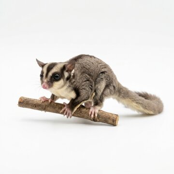 Sugar glider isolated on white background, stock photography
