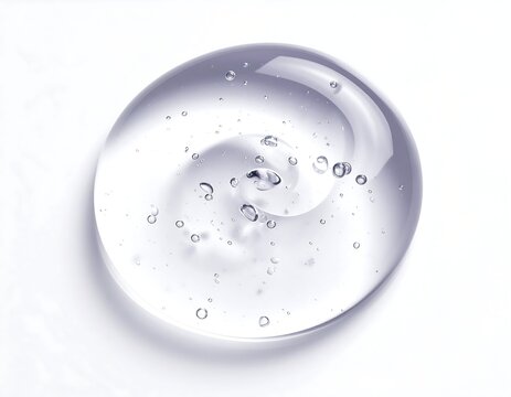 A close-up view of a translucent gel-like substance with tiny bubbles
