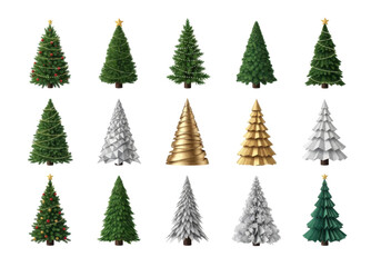Fototapeta premium Collection of various christmas tree illustrations