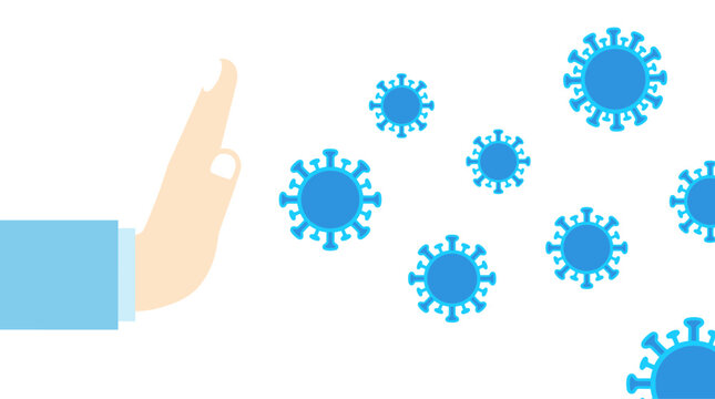 Healthcare concept of immunity and disease prevention with hand stopping virus