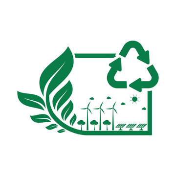 Eco-Friendly Symbol Featuring Nature Energy Features and Recycling Design
