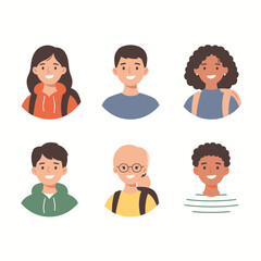 Fototapeta premium Diverse group of happy people with different skin tones and hairstyles smiling and looking friendly diverse community concept