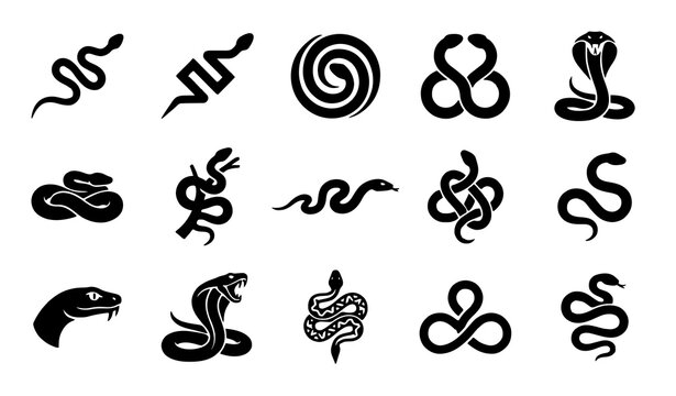 Untitled design - 3 Snake Black Silhouette Collection with Cobra Python Viper Slithering Serpent Wildlife Vector Icon Set