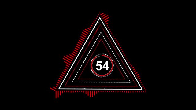 One Minute Countdown Timer. Digital Neon Triangle Stopwatch Countdown. 60 Second Timer Animation From 60 To 0. Seamless 4K Loop For Sports Events, Broadcast Overlays, Streaming, And Presentations.
