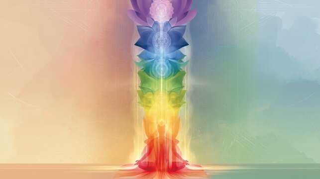 Mandala meditativo de los chakras: flujo de energ&Atilde;&shy;a desde la base hasta la corona