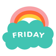 Obraz premium Friday rainbow label
